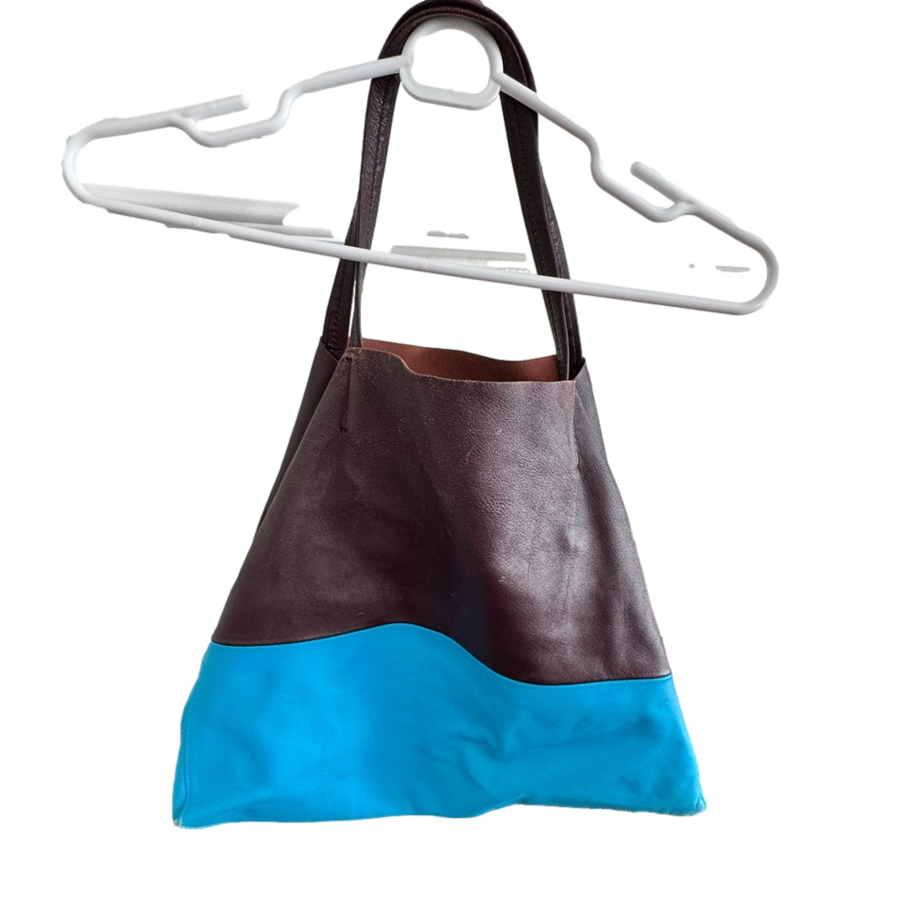 Brown and Blue Tote Bag